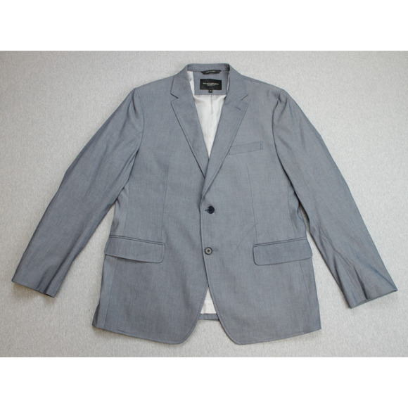 Banana Republic Blazer Mens 44R Gray Cotton Blend Stretch Tailored Fit 2 Buttons - Picture 2 of 9